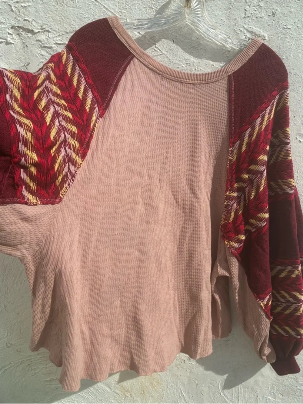 Free People Medium Rainbow Dreams Pullover Top S Balloon Sleeve Arizona Sands - Picture 13 of 14